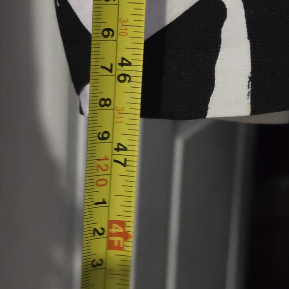 WHIT B&W Abstract Print Midi Dress XS Linen Silk Tie Waist Tulip Skirt BeachBoho - Picture 14 of 14